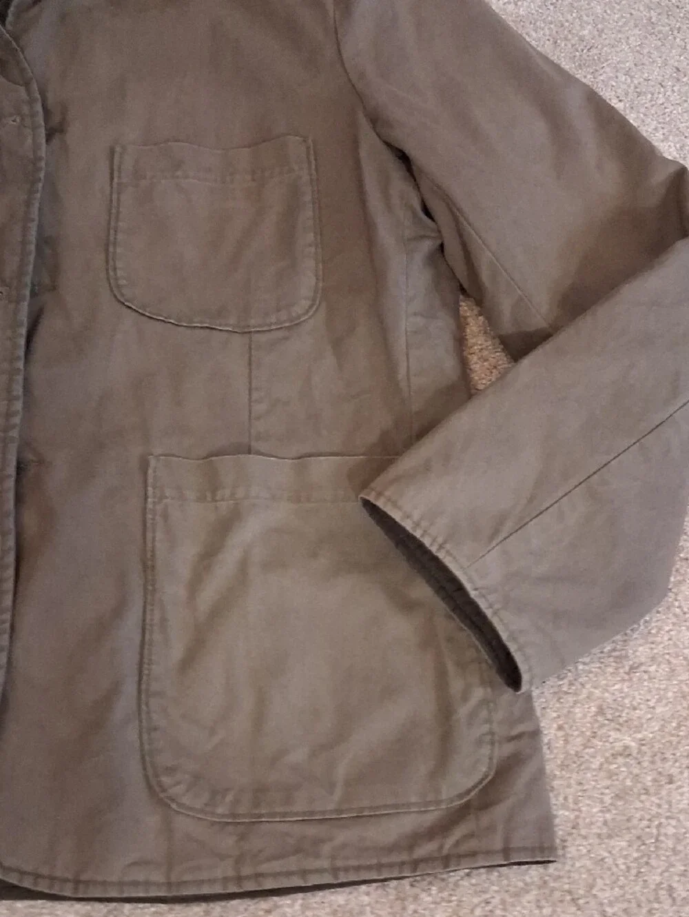 Universal Works London Reversible Chore Style Field Jacket in Brown/Olive. M